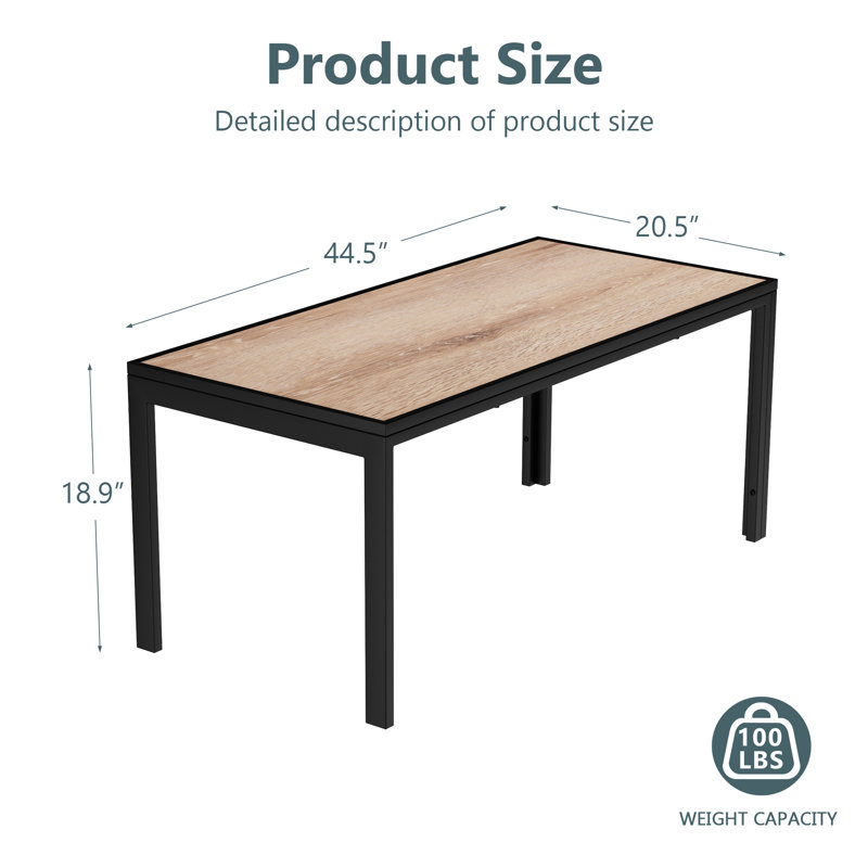 Rectangle Patio Table, Outdoor Imitation-wood Tabletop