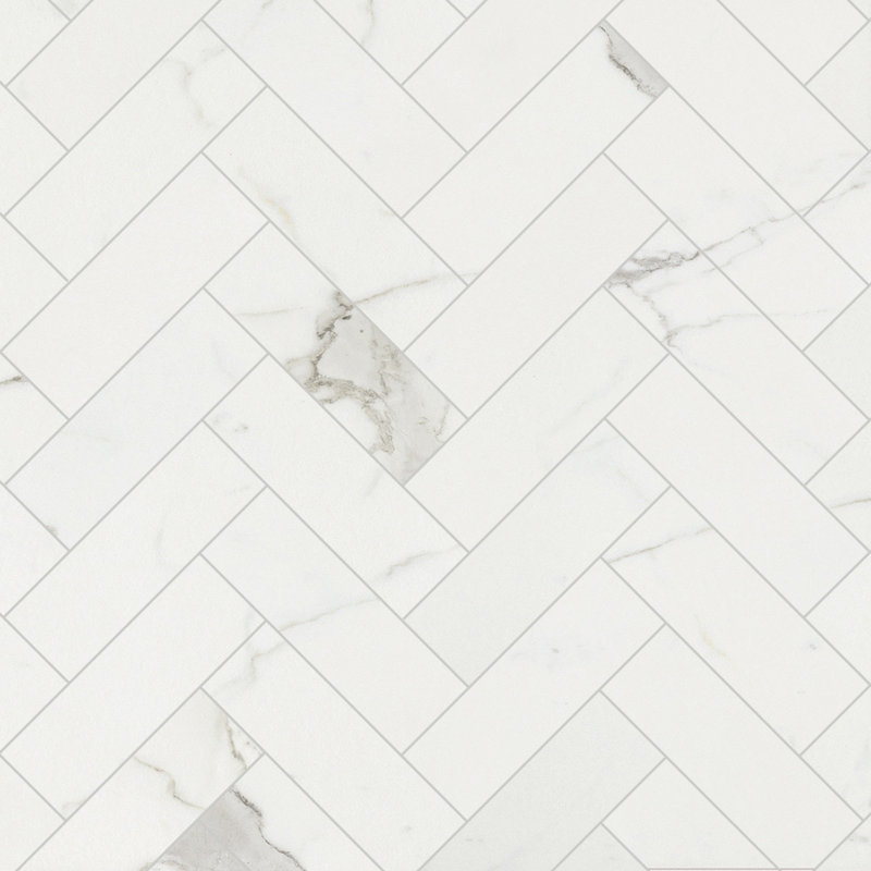 Marbre toscan 2 x 6 Calacatta à chevrons mat, Calacatta