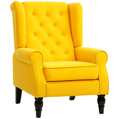 Fauteuil d'appoint Mid-Century, fauteuil à oreilles haut, fauteuil rembourré en tissu capitonné