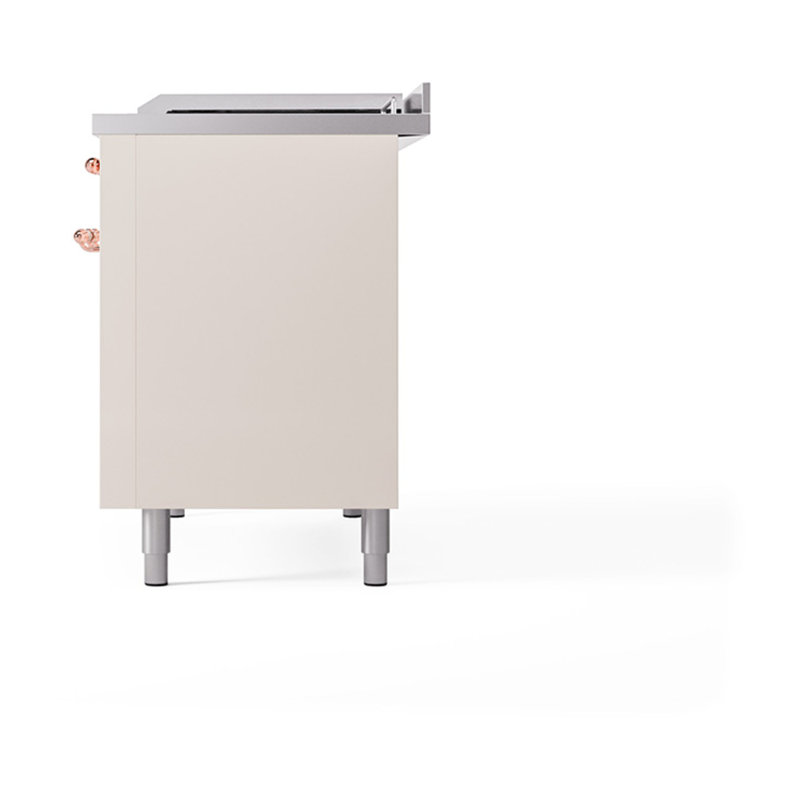ILVE Nostalgie II Noblesse 48 in Dual Fuel Range, 8 Burner, Griddle, Natural Gas, Antique White/Copper