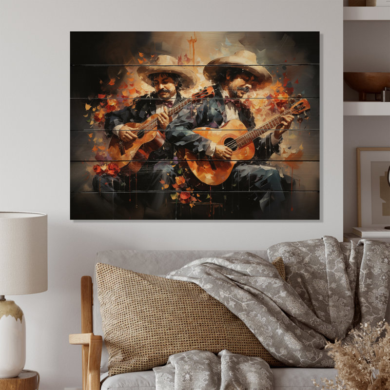 «Mexico Mariachi Melody Musical IV», reproduction d'art sur bois, H 24 po x l 32 po x P 0,78 po