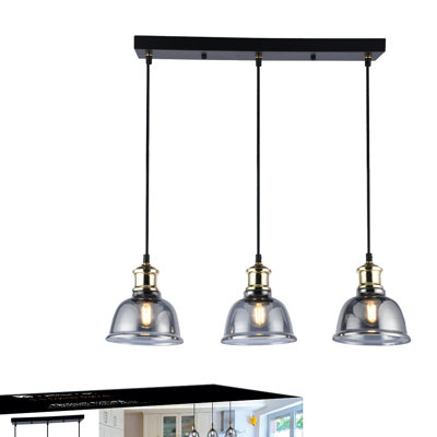 Luminaire suspendu en dôme pour îlot de cuisine 3 lumières Florence