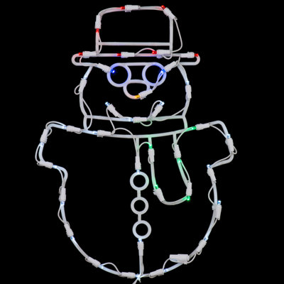 17" Lighted LED Smiling Snowman Christmas Window Silhouette Decoration