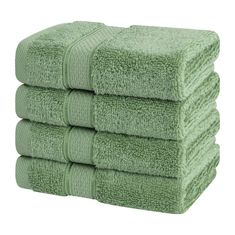 Maleigh 100% Cotton Soft Absorbent 4 Piece Washcloths Set, Sage Green