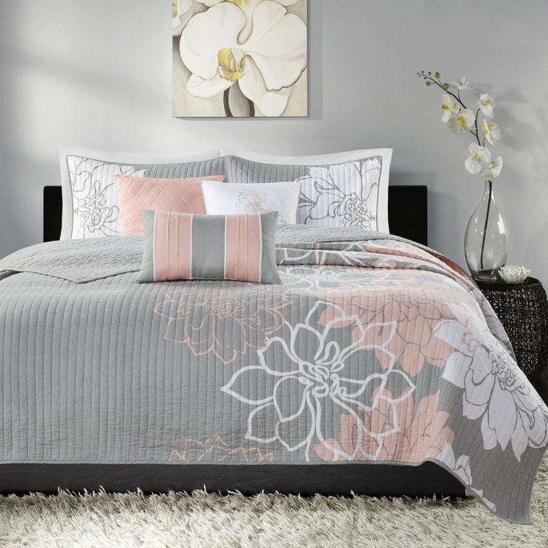 Ensemble de courtepointe en coton 6 pièces, Turquoise, King Quilt + 5 Additional Pieces