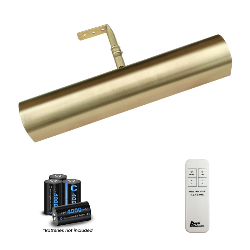 12.75'' Dimmable LED Wall Mounted Picture Light with Remote, Brushed Satin Brass