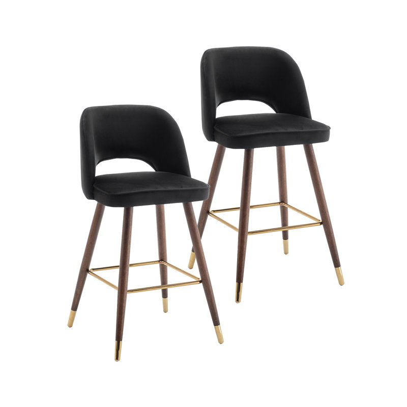 Tabouret de bar en velours Loganville, Noir