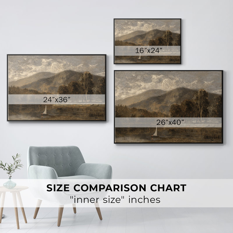 Paysage rétro - DCL XXXVII, Toile avec cadre flottant noir, H 27 po x l 41 po x P 2 po