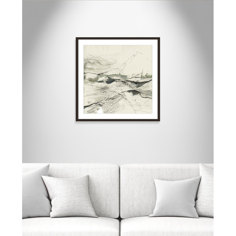 " Green Sketches " by PI Studio, H 27,5 po x l 27,5 po x P 1,25 po, Cadre en noyer