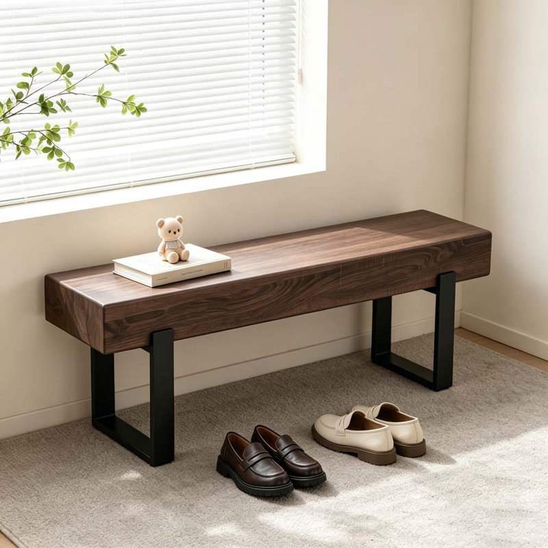 59" Dining Bench, Black + Dark Walnut
