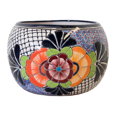 Jardinière ronde Desert Bloom Talavera en bleu