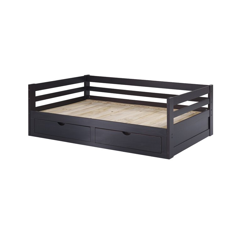 Fern Rock Twin to King Solid Wood Extendable Daybed with 2 Storage Drawers and Trundle Guest bed