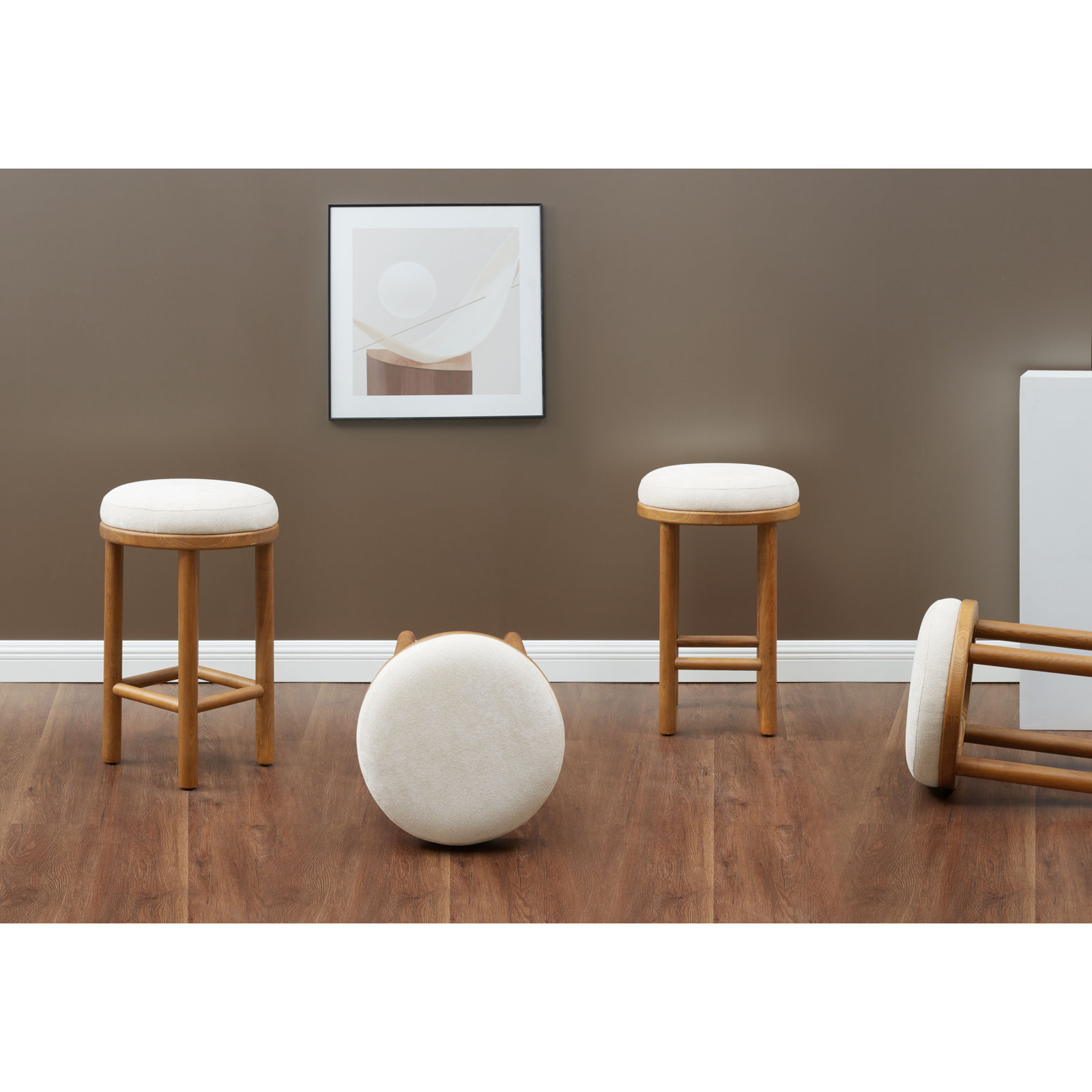 Miran Ramos Round Wood Counter Stool