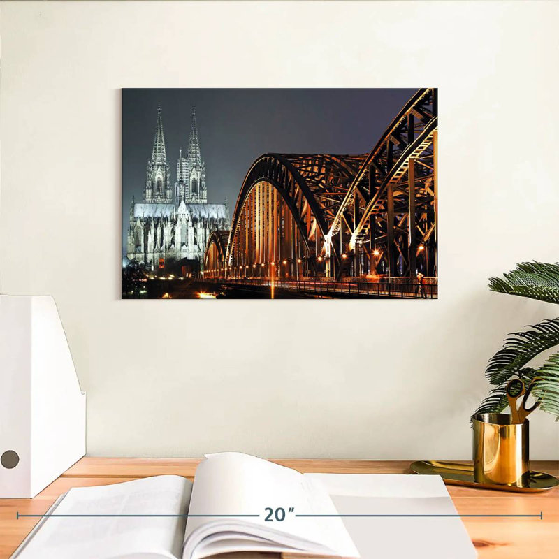 Pont vers la cathédrale de Cologne, H 8 po x l 12 po