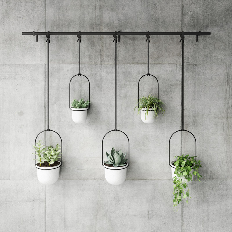 Hanging Planter with 5 pots, White/Black