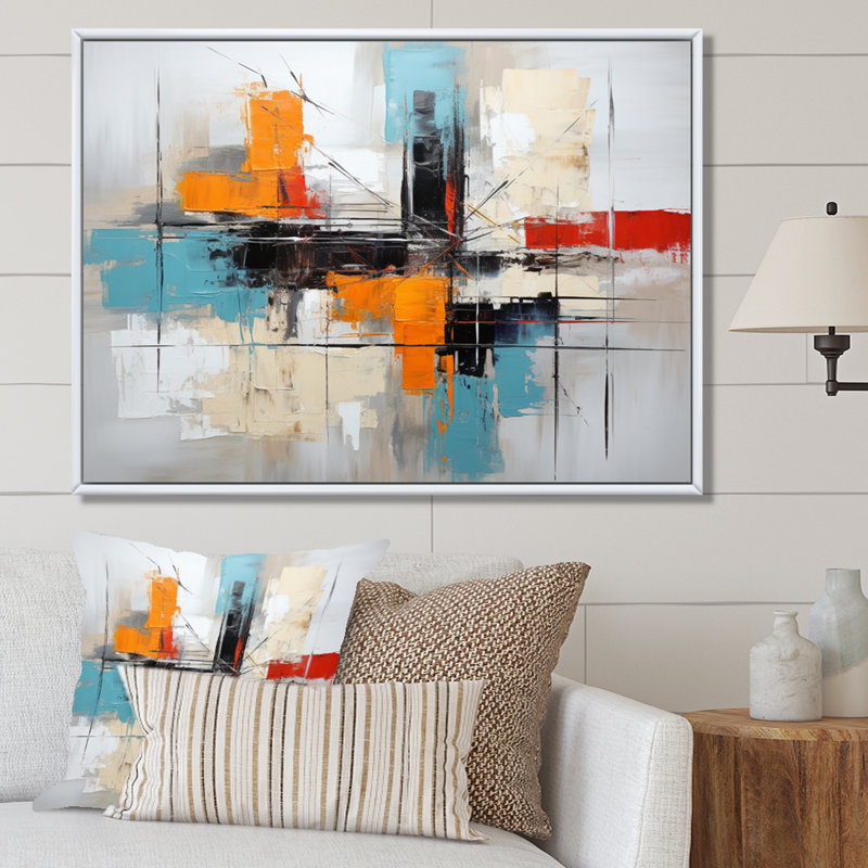 Art asiatique, expression abstraite I - impression, H 34 po x l 44 po x P 1,5 po, Cadre flottant blanc
