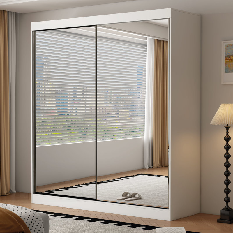2 Door Manufactured Wood Wardrobe, 220cm H x 200cm W x 62cm D