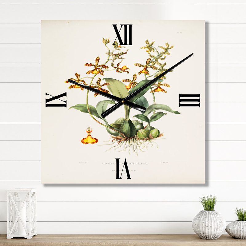 Vintage Flower I - Horloge murale traditionnelle, Très grand