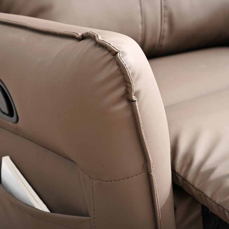 Tyvan Faux Leather Recliner, Brown, Manual