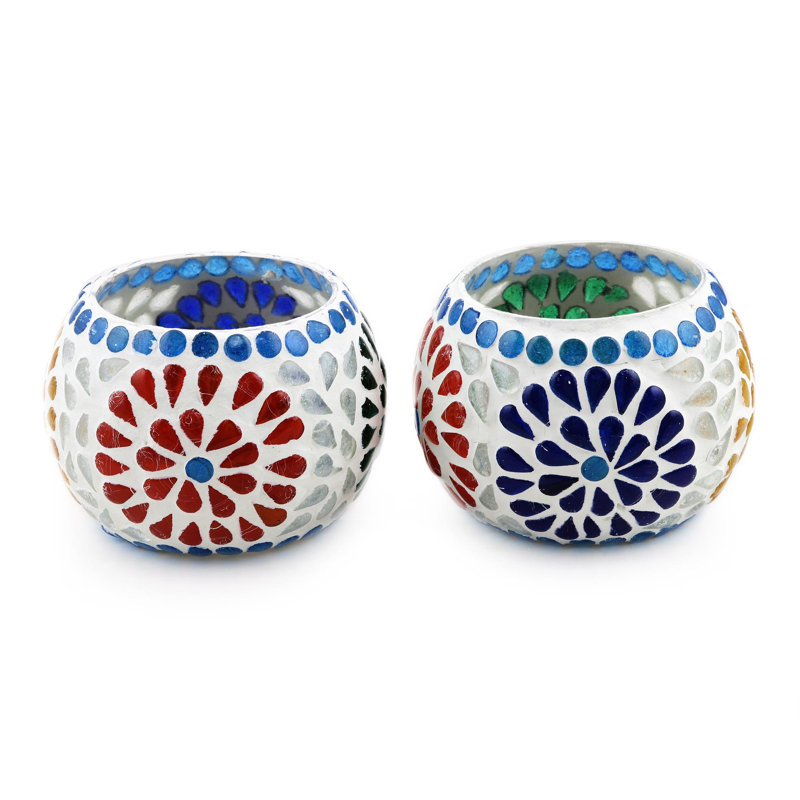 Ensemble de 2 bougeoirs en verre
