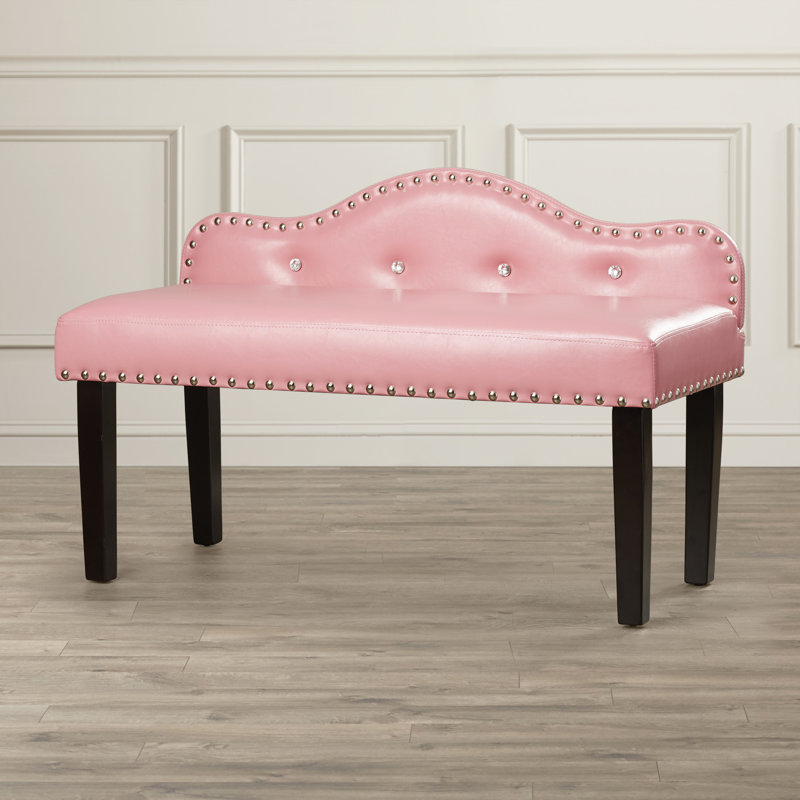 Hambright Faux Leather Upholstered Bench, Pink, 27.5" H x 64" W  x 21" D