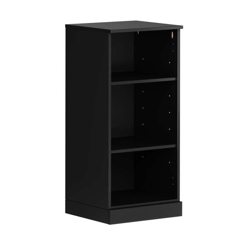 Palace Imports 100% Solid Wood 3-Shelf Bookcase, Adjustable Shelves, 16.5" Wide, 35.75" Tall, Black