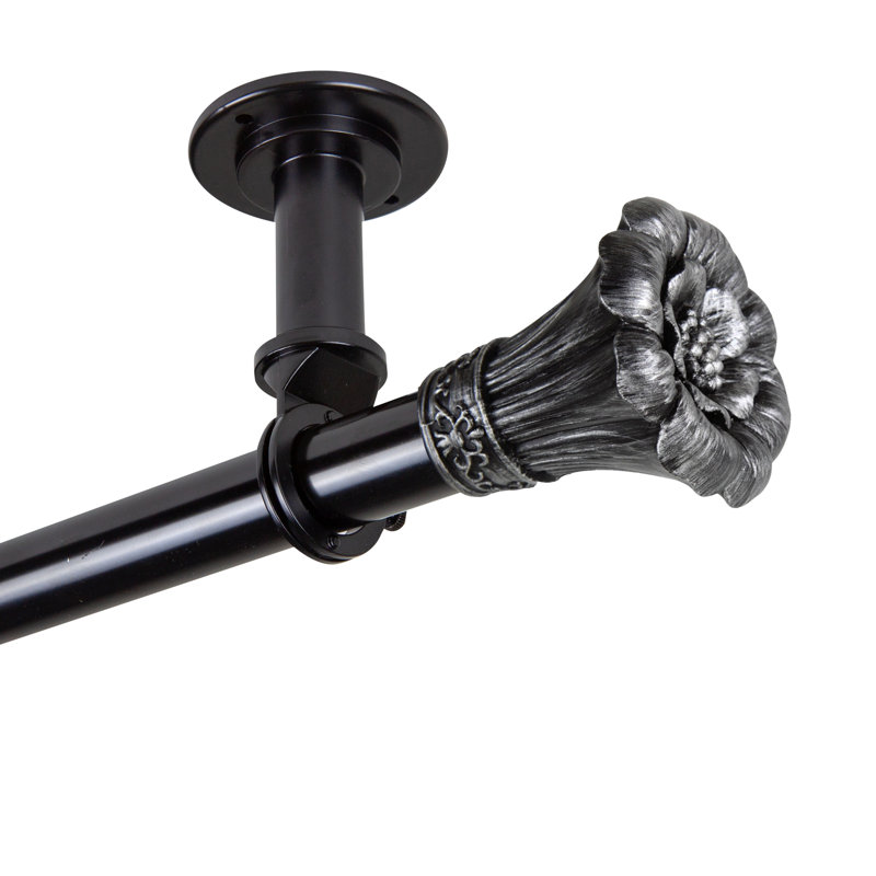 Tringle à rideaux simple réglable 1 po Addileigh, 120" - 170", Noir