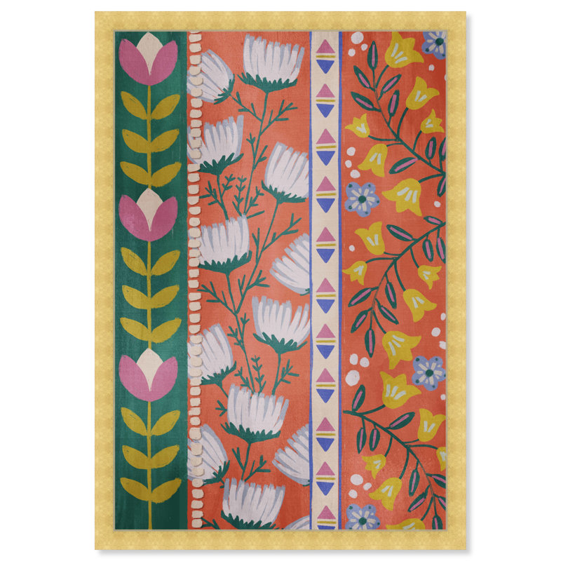 Motif floral coloré par Birch Lane ™ - reproduction de cadre photo, H 38 po x l 26 po, Or