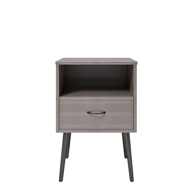 Tables de chevet compactes en MDF gris avec tiroirs de rangement pour chambres modernes