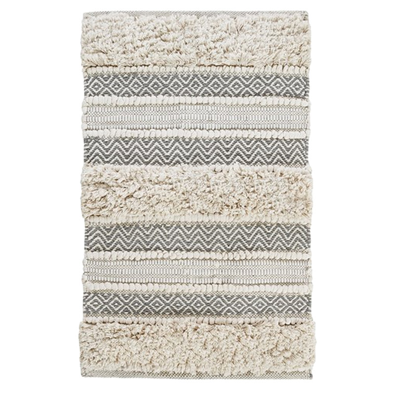 Woven Texture Bath Rug 22X58", 0.5" Medium Pile, Machine Washable, Non-Skid Base, Grey Inspired Bedroom 22X58" With Stripe Texture, Easily Back, Look