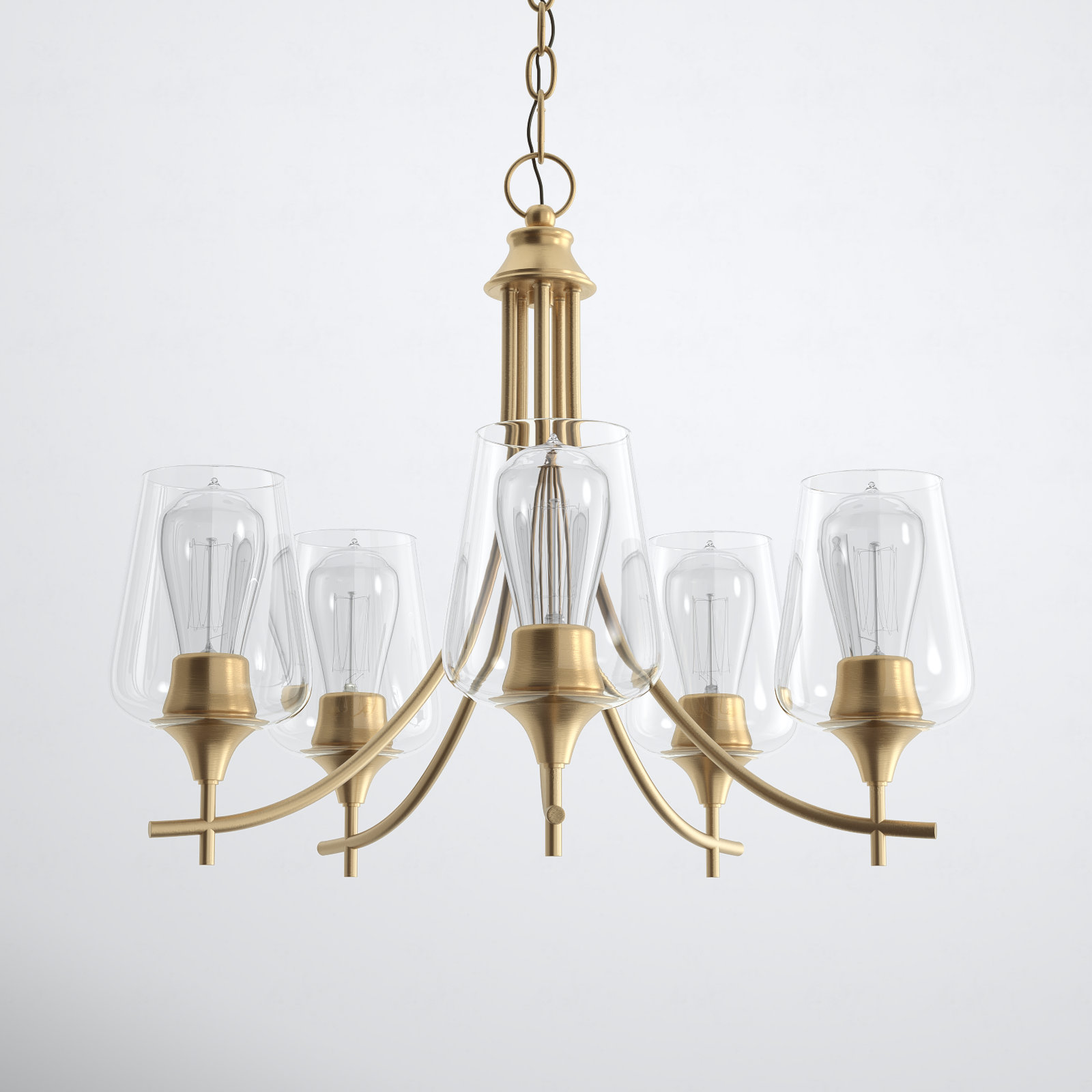 Breena 5-Light Chandelier, Warm Brass, Clear