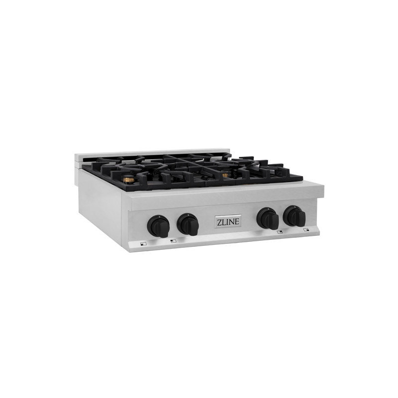 ZLINE Autograph Edition 30" Porcelain Rangetop with 4 Gas Burners in Fingerprint Resistant Stainless Steel and Gold Accents