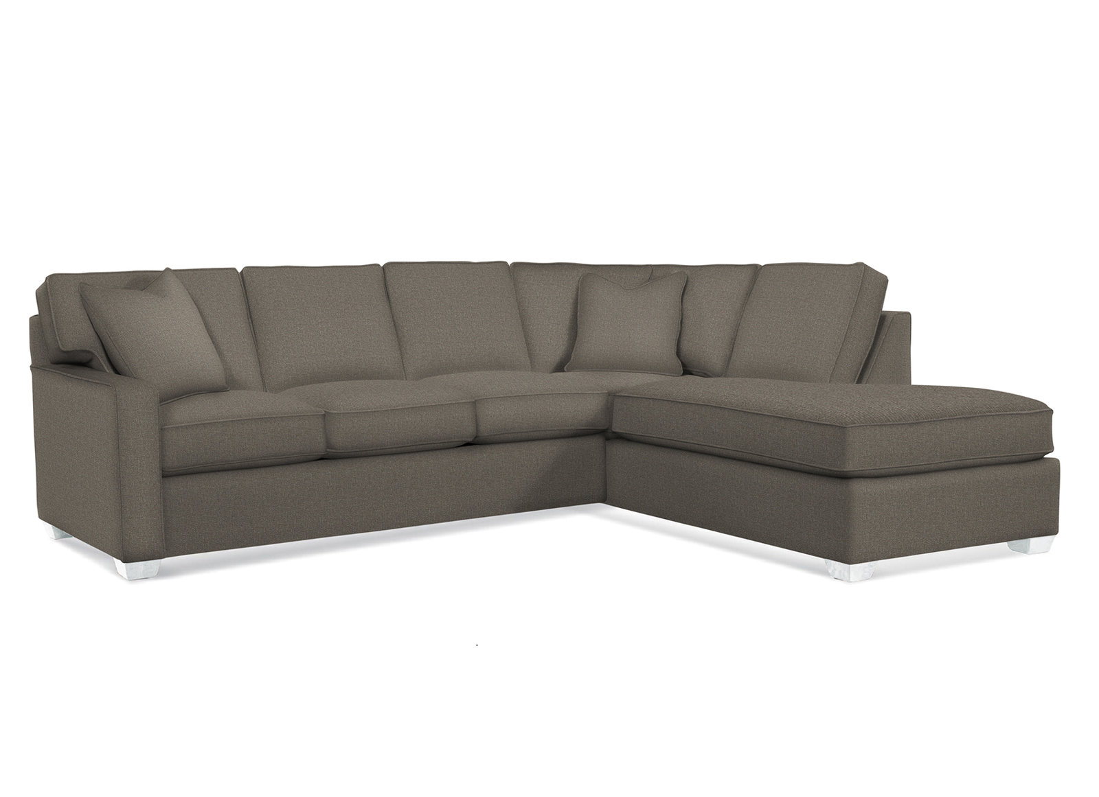 Ellora Upholstered Chaise L-Sectional, Frost White, Right Hand Facing, Gray Sugar Performance; 0863-84