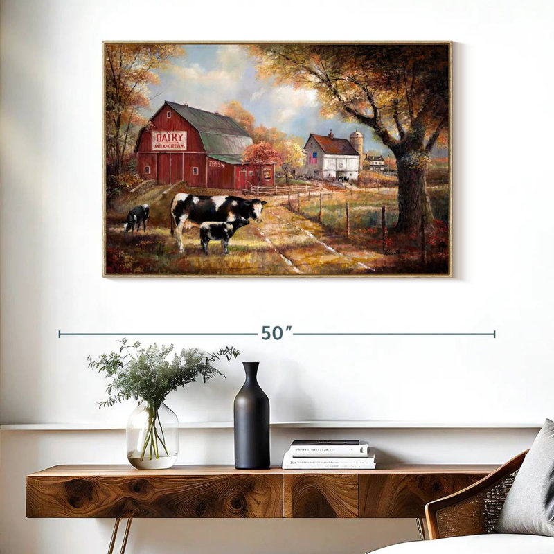 Souvenirs à la ferme, Cadre flottant en bois naturel, 40 po x 27 po