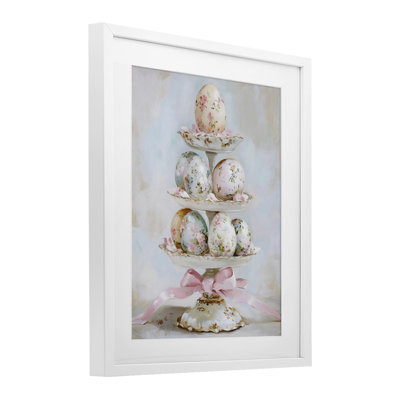 «Pastel Coquette Easter Eggs», reproduction d'art encadrée sous verre