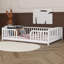 Lit sur pied avec entrée centrale, structure Montessori en bois de pin avec garde-corps, lit plateforme à profil bas-1185732449