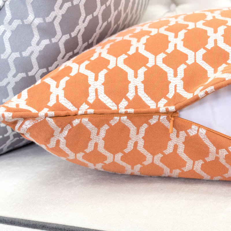 Amelise Geometric Outdoor Reversible Throw Pillow, Orange