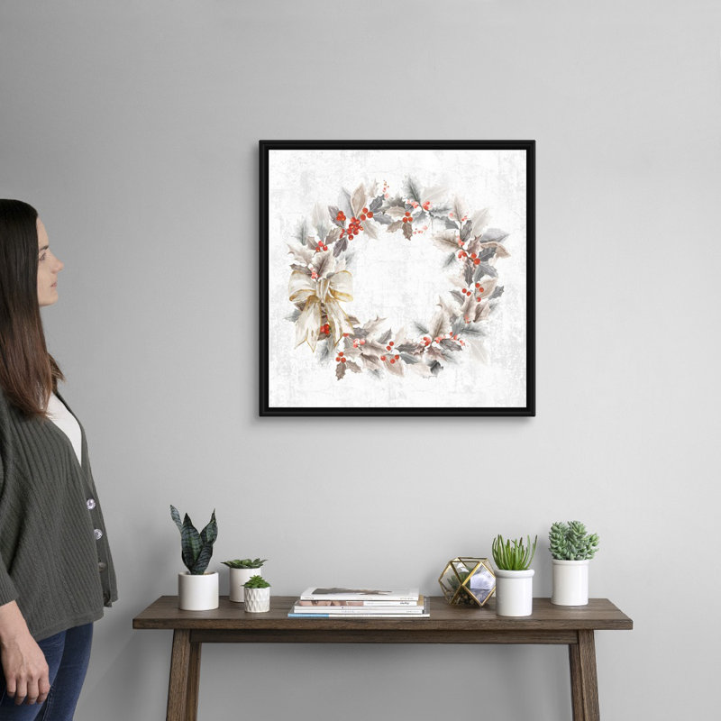 Holly weath-reproduction d’art sur toile, Cadre noir, H 26 po x l 26 po x 1,75 po