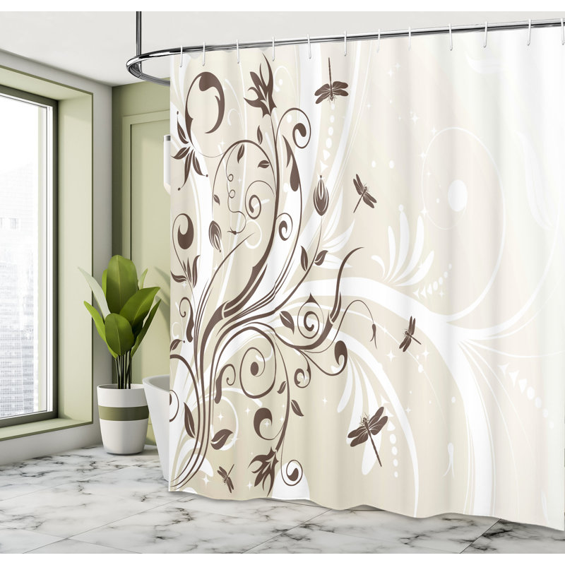 Ensemble de rideau de douche et crochets Dragonfly, H 84 po x l 69 po