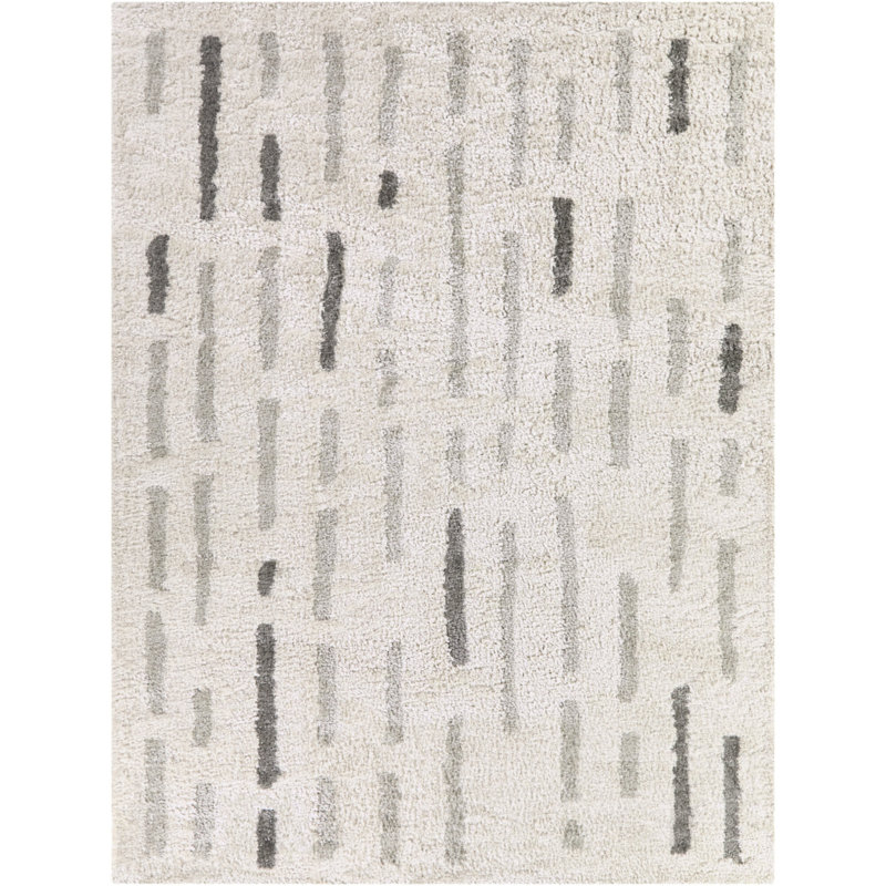 Tapis brun à carreaux moderne Herbert, Rectangle 5 pi 3 po x 7 pi