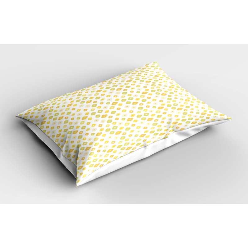 Pale Green Yellow Floral Microfiber Pillow Shams, Standard/Queen, 2 Pack