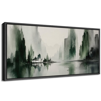 Impression sur toile encadrée grise à la montagne, paysage zen minimaliste pour photos de bureau