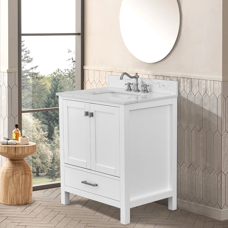 30'' Melitta Vanity, Solid Wood Frame Melitta Storage Cabinet, Freestanding Vanity Top With Basin
