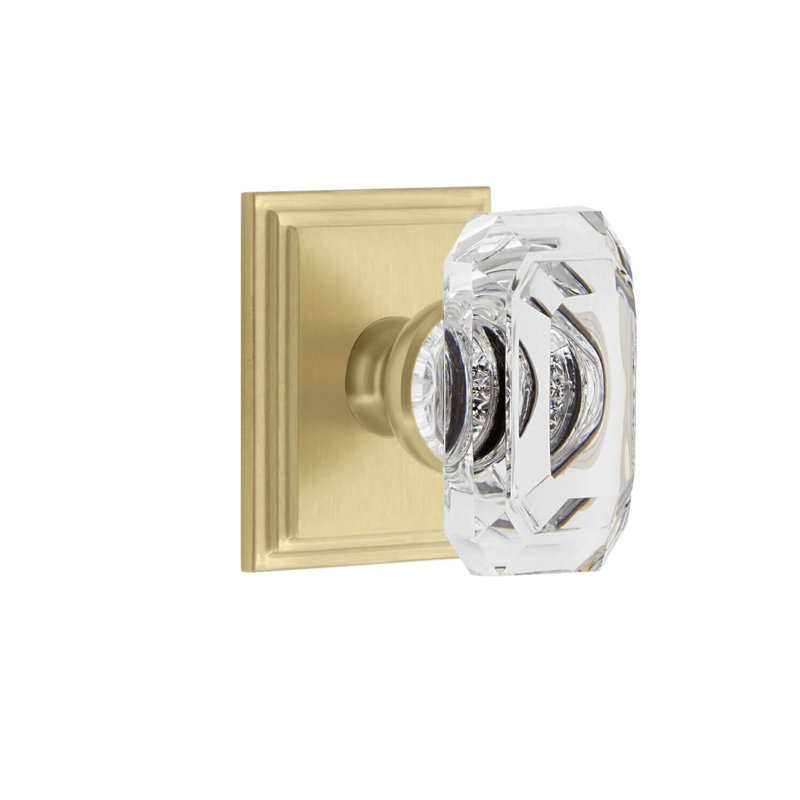 Rosette Grandeur Carré avec bouton baguette en cristal, Laiton satiné