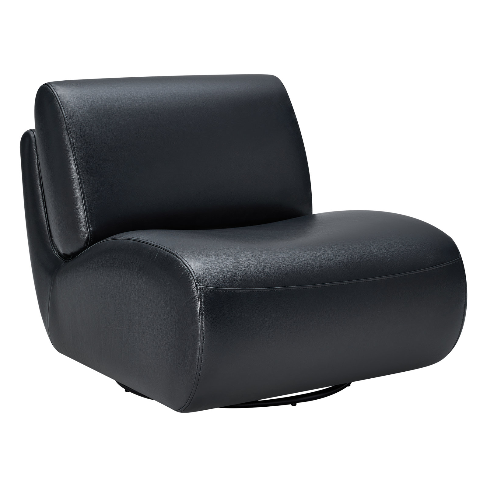 Nita 33'' Swivel Upholstered Accent Chair, Gray Genuine Leather