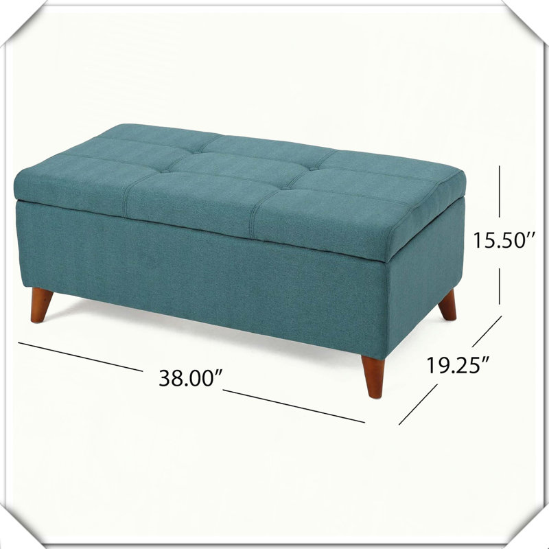 Tufted Button Storage Ottoman Bench Hinged Lid Solid Wood Leg Functional Stylish Versatile Practical Compact Comfortable
