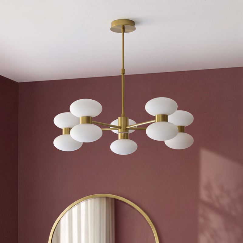 Jerri 10 - Light Sputnik Chandelier, Opal Glass
