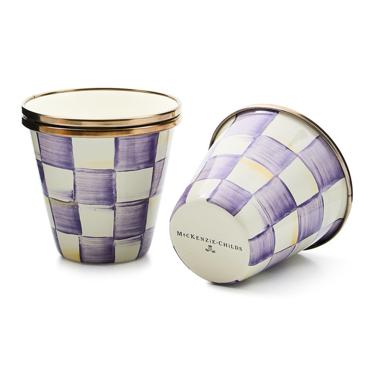 Violet Check Herb Pots
