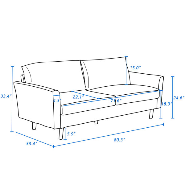 Louvre 81 Faux Leather Flared Arm Removable Cushion Sofa Latitude Run Leather Type: Flagstone Faux Leather