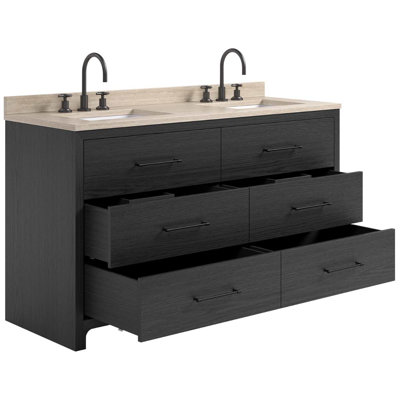 TileBar Studio Vanities Edison Vanity with Romano Travertine Top